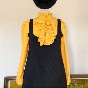 High collared ruffle gem stone buttoned shirt 💛